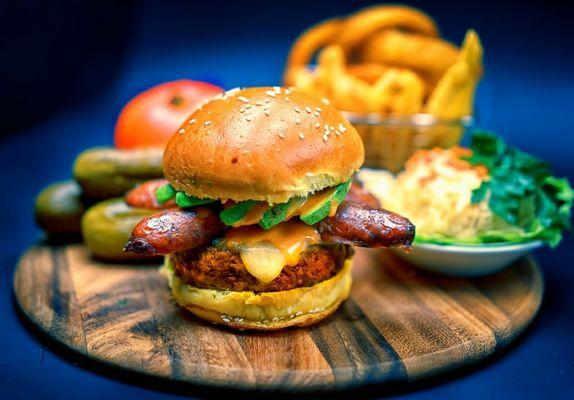 Like spice?? Try the Chipotle Chorizo burger topped with pepper jack cheese, avocado, spicy chorizo sausage and chipotle sauce