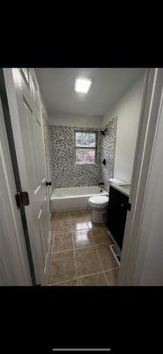 The bathroom was cleaned after remodeling.