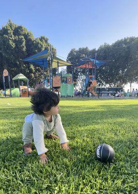 Playground with lots of grass