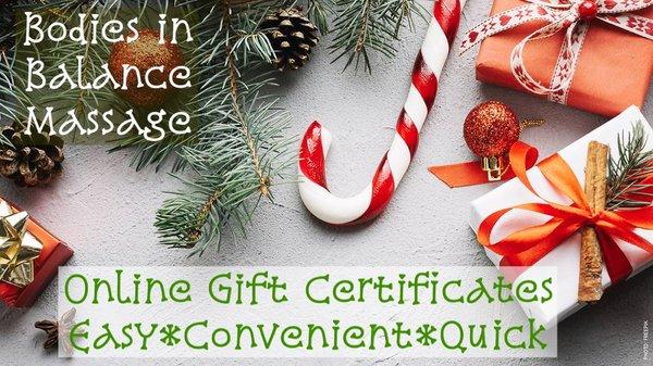 Online gift certificates are available