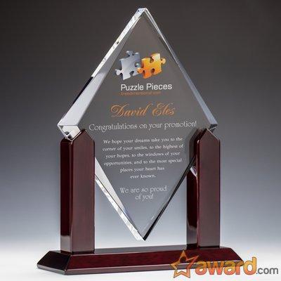 Elegant Diamond Rosewood Acrylic Award