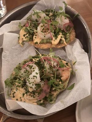 Spicy shrimp tostada