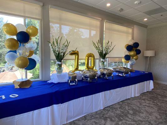 70thBirthday Party buffet table.