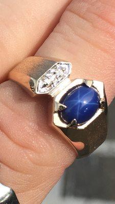 First ring that grabbed me, it's the star of the show, literally, lol, I'm a dork. Star blue sapphire...Terry Jr. added stone wash free!