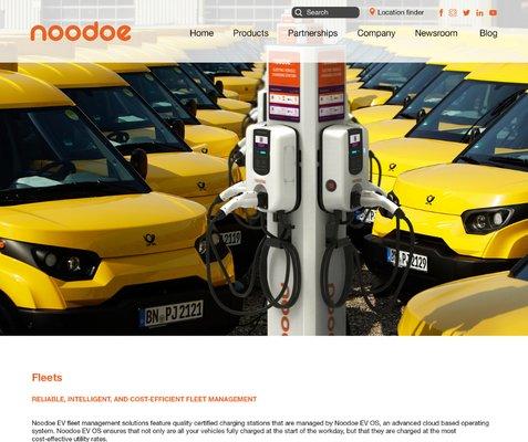 This is a web design for a corporate website client who installs charging stations for fleets of electric vehicles