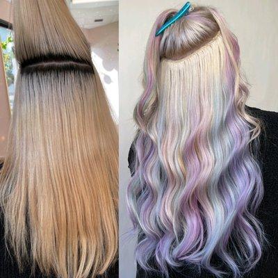 custom pastel color and sewn in extensions