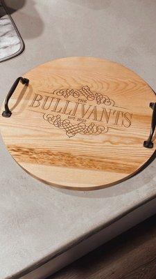 Personalized cutting board as our closing gift!