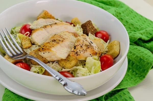 Springer Mountain Farms' chicken caesar salad with cherry tomatoes, parmesan chesse & croutons