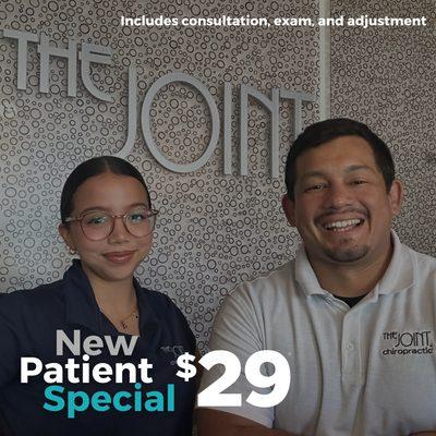 New Patient Special includes Exam, Consultation, and adjustment for only $29!