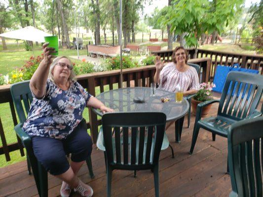 Enjoying a warm summer on the deck with beverages