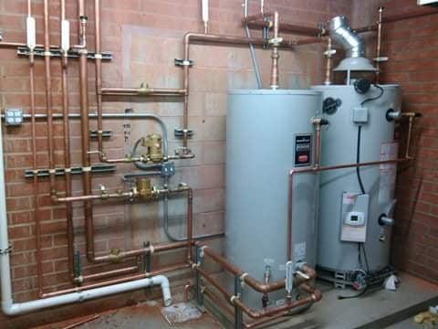 Large capacity commercial water heater installation