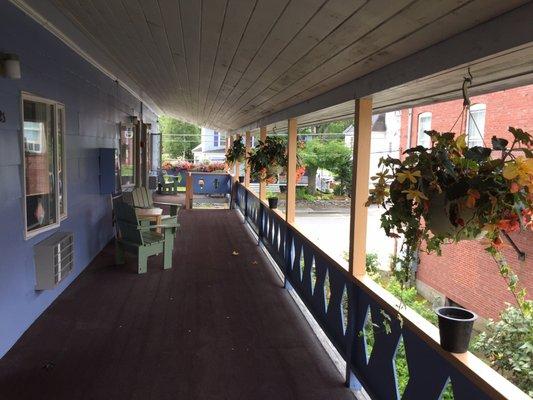 The flower-lined 2nd floor landing where the guest rooms are.