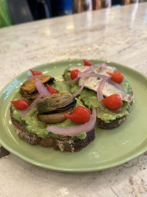 Sardines and Mussels Avocado Toast