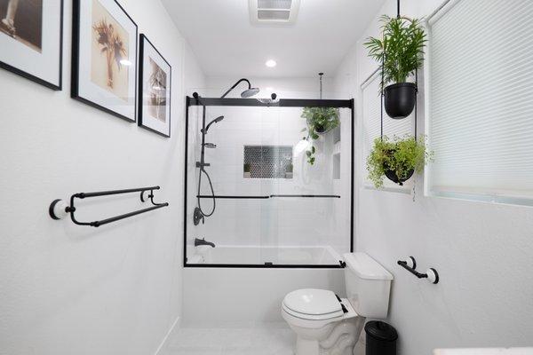 Black and White bathroom by American Home Improvement