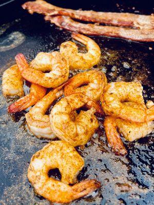 Blackened shrimp on the grill