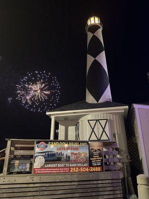 Fireworks behind Morehead City Ferry Services Ticketbooth