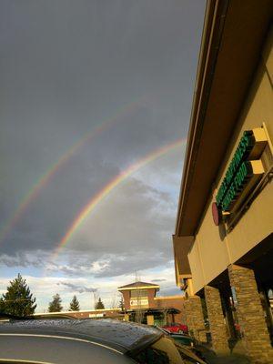 Double happiness at the end of a double rainbow!!