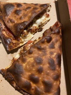 PizzaHut Melts that was burnt and inedible