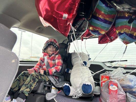 Car full of balloons