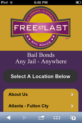 Free At Last Bail Bond Mobile Friendly Website