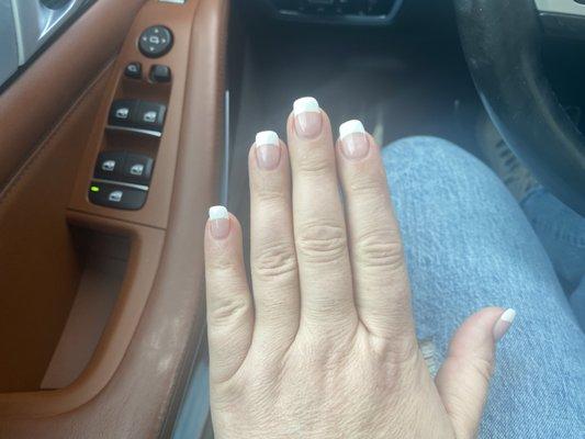 Acrylic nails with pink and white French manicure