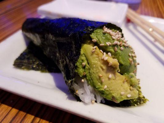 Avocado hand roll was bursting with avo goodness.