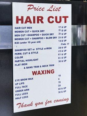 Price list