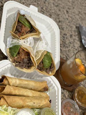 Steak super tacos and chicken flautas