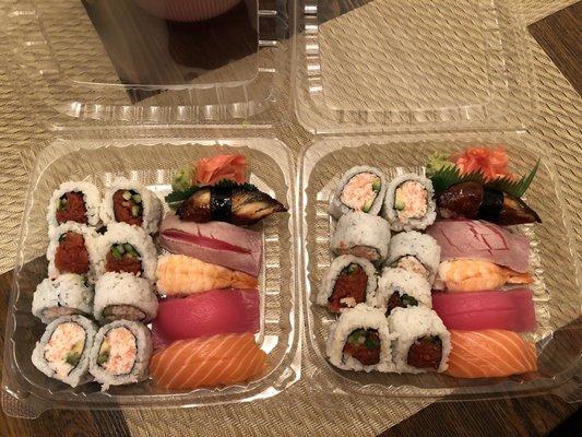 Sushi Combo C (2 orders). Miso soup is missing from the photo!