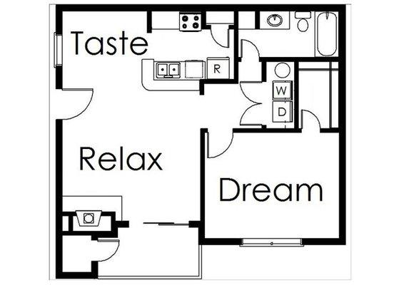 One Bedroom One Bath - 672 square feet