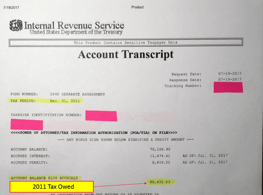 2011 taxes owed