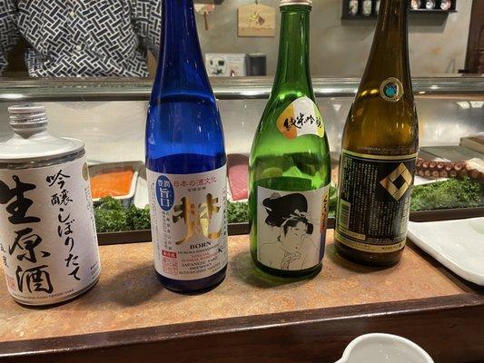 Sake - mostly on the sweet side, the brown bottle was the least sweetest