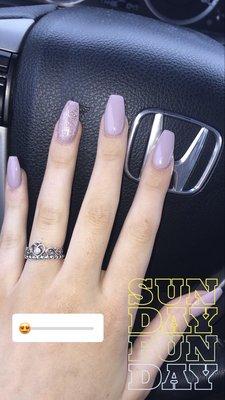 Purple with glitter accent