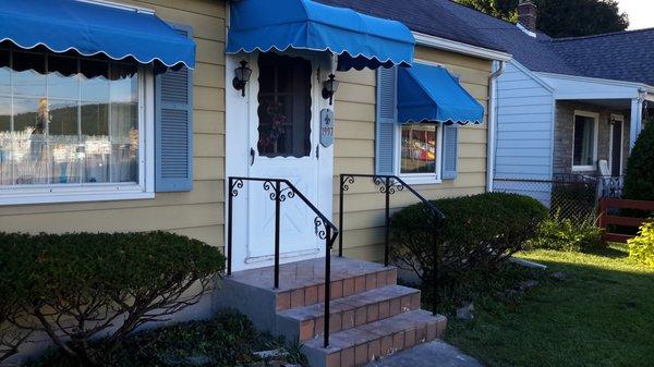 Custom Made Solid Iron Railings On Tile Front Steps