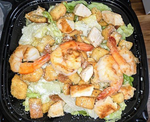 Caesar Salad w/ grilled chicken and shrimp