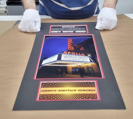 Apollo Theater June 2024 Awards being framed by us.