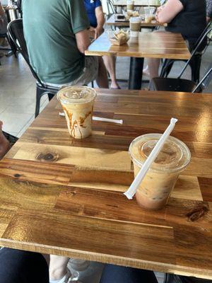 Iced Latte and caramel macchiato