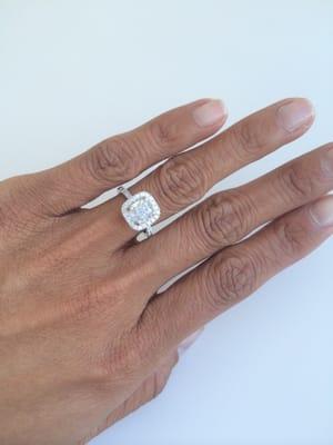 Cushion cut + micro pave halo