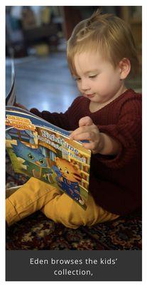 Our youngest reader, so far. Photo by Laura Jackson Roberts.