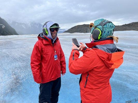 Sarah our tour guide with her glacial facial