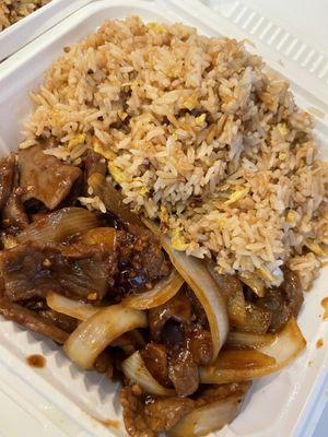 Mongolian Beef Rice Plate