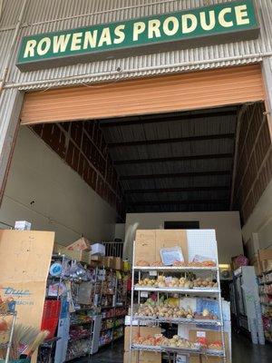 Store front of Rowena's produce