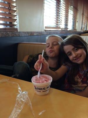 Having an ice cream with these two kiddos and Bryson.