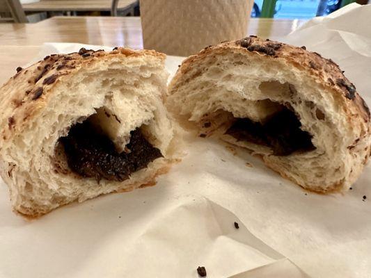 Chocolate croissant, interior.