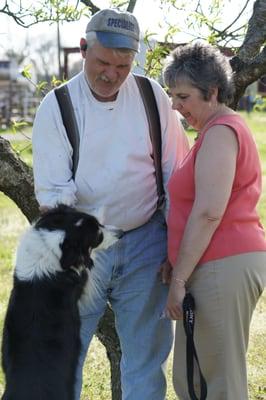 Tom Sarah and Huck the wonder dog