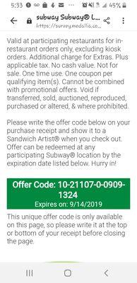 Code sent from subway...