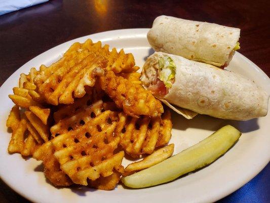 crispy chicken roll up with ranch (special) with waffle fries