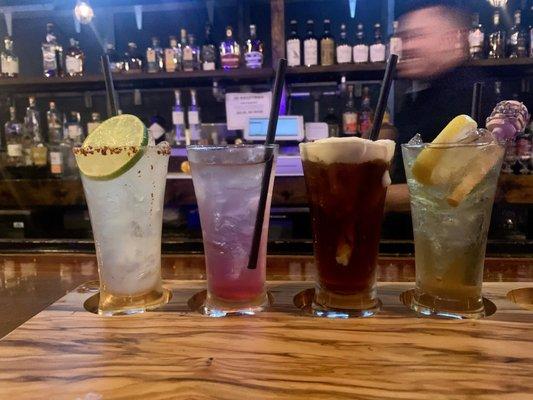 Cocktail flight- cocktails are interesting and yummy