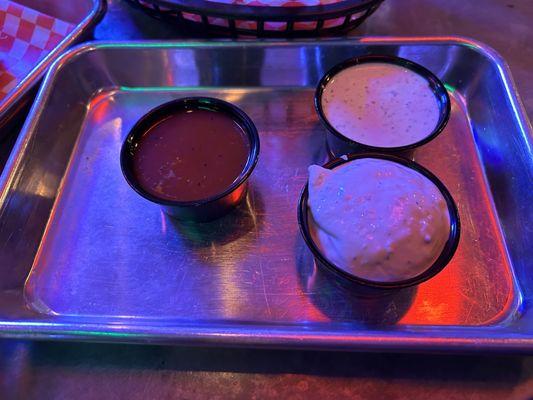 Bee sting, Ranch (top), blue cheese (bottom)