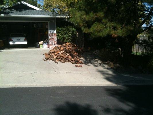 1/2 Cord Almond firewood delivery in Vacaville, CA...call us today or come by and visit for your firewood needs!